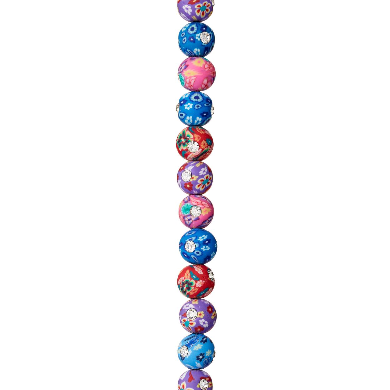 Multicolor Rhinestone Clay Round Beads, 8mm by Bead Landing™